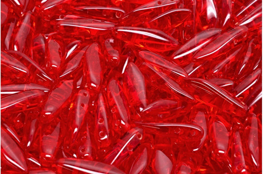 2-Hole Dagger Beads, Ruby Red (90080), Glass, Czech Republic