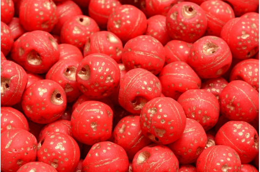 Orangefarbene Perlen, rotes mattes Kupfer ausgekleidet (93180-84100-54318), Glas, Tschechische Republik