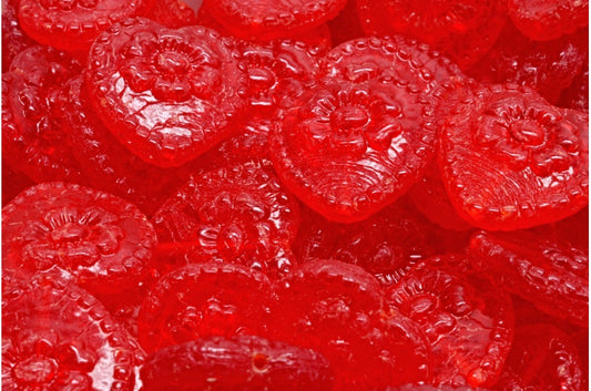 Herzperlen mit Rose, Rubinrot geätzt (90080-ETCH), Glas, Tschechische Republik