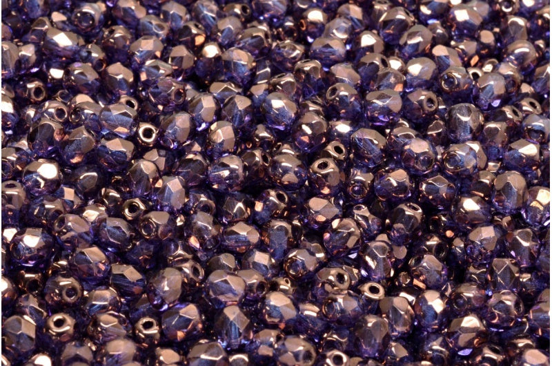 Fire Polish Faceted Round Beads, Crystal Purple (00030-15726), Glass, Czech Republic