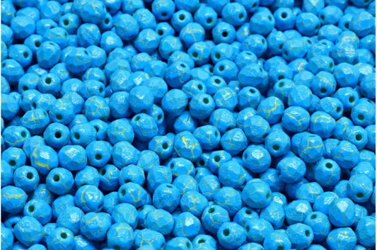 Fire Polished Faceted Beads Round, Chalk White 24613 (03000-24613), Bohemia Crystal Glass, Czech Republic