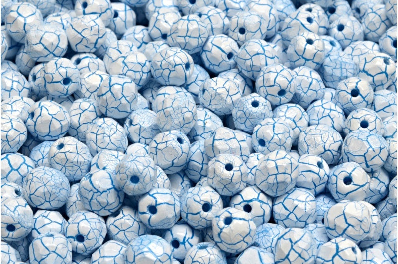 ファセットビーズラウンド、チョークホワイト 24604 (03000-24604)、ボヘミアクリスタルガラス、チェコ共和国