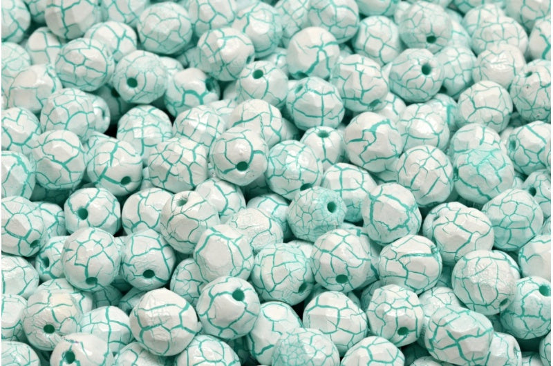 Fire Polished Faceted Beads Round, Chalk White 24605 (03000-24605), Bohemia Crystal Glass, Czech Republic