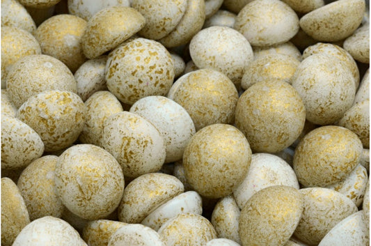 Cabochon-Perlen, weiß geätztes Gold gefüttert (02010-etch-54302), Glas, Tschechische Republik