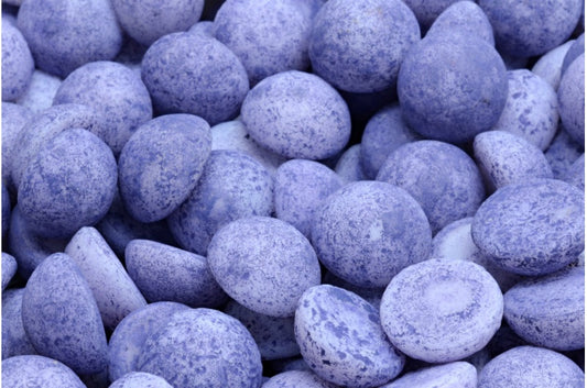 Cabochon-Perlen, weiß geätzt, blau gefüttert (02010-etch-54325), Glas, Tschechische Republik