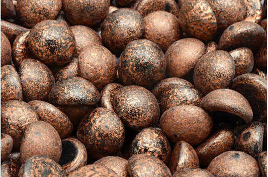 Cabochon-Perlen, schwarz geätztes Kupfer ausgekleidet (23980-etch-54319), Glas, Tschechische Republik