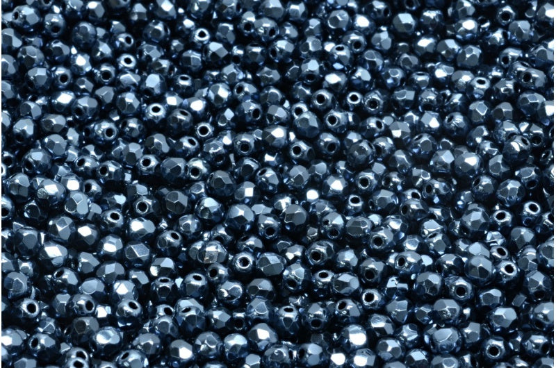 ファセット加工ビーズ ラウンド、ブラック 20600 (23980-20600)、ボヘミアクリスタルガラス、チェコ共和国