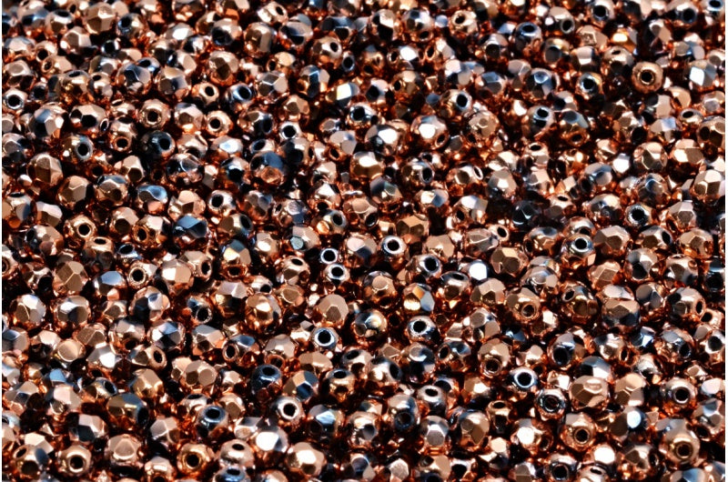 ファイアポリッシュファセットビーズラウンド、ブラック 27103 (23980-27103)、ボヘミアクリスタルガラス、チェコ共和国