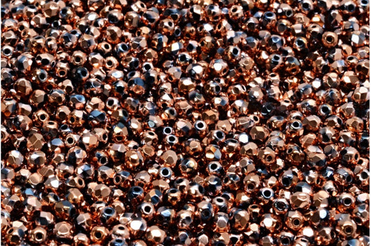 ファイアポリッシュファセットビーズラウンド、ブラック 27103 (23980-27103)、ボヘミアクリスタルガラス、チェコ共和国