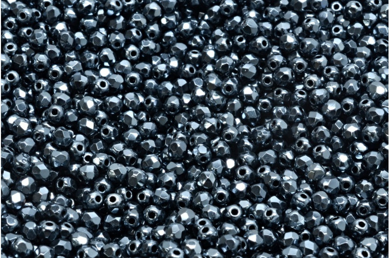 ファセット加工ビーズ ラウンド、ブラック 27200 (23980-27200)、ボヘミアクリスタルガラス、チェコ共和国