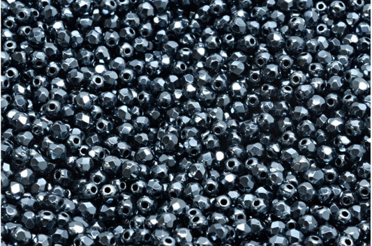 ファセット加工ビーズ ラウンド、ブラック 27200 (23980-27200)、ボヘミアクリスタルガラス、チェコ共和国