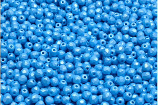 ファセット加工ラウンドビーズ、チョークホワイト 24008 (03000-24008)、ボヘミアクリスタルガラス、チェコ共和国