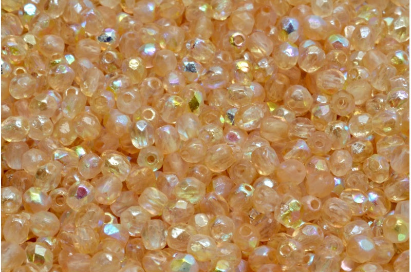 Fire Polished Faceted Beads Round, Crystal Etched 98531 (00030-ETCH-98531), Bohemia Crystal Glass, Czech Republic