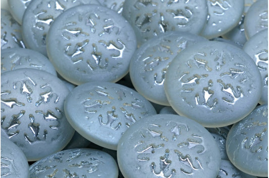 Snowflake Cabochon Beads, Crystal Matte 23701 (00030-84100-23701), Glass, Czech Republic