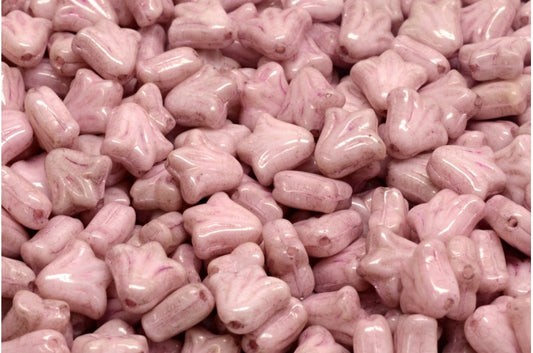 ユリの花のビーズ、白光沢リラ（02010-14494）、ガラス、チェコ共和国