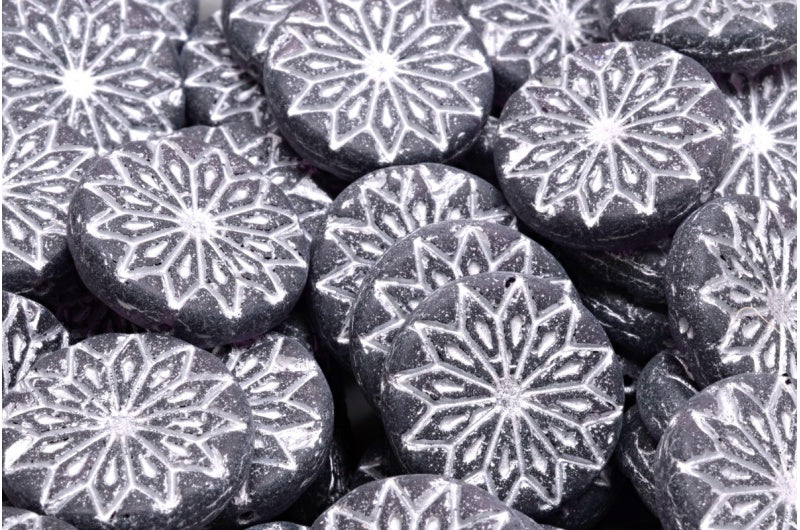 Origami Flower Beads, Transparent Dark Blue Matte Silver Lined (30220-84100-54301), Glass, Czech Republic