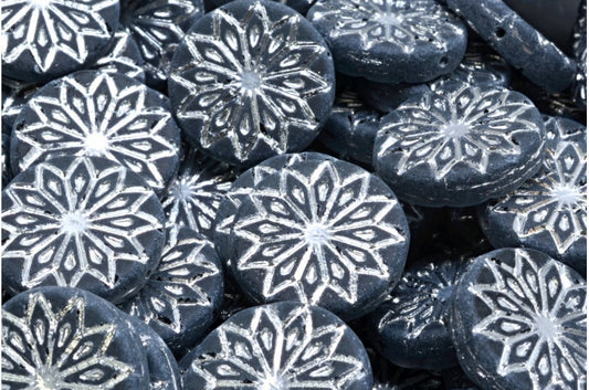 Origami Flower Beads, Transparent Dark Blue 27003 Matte (30330-27003-84100), Glass, Czech Republic