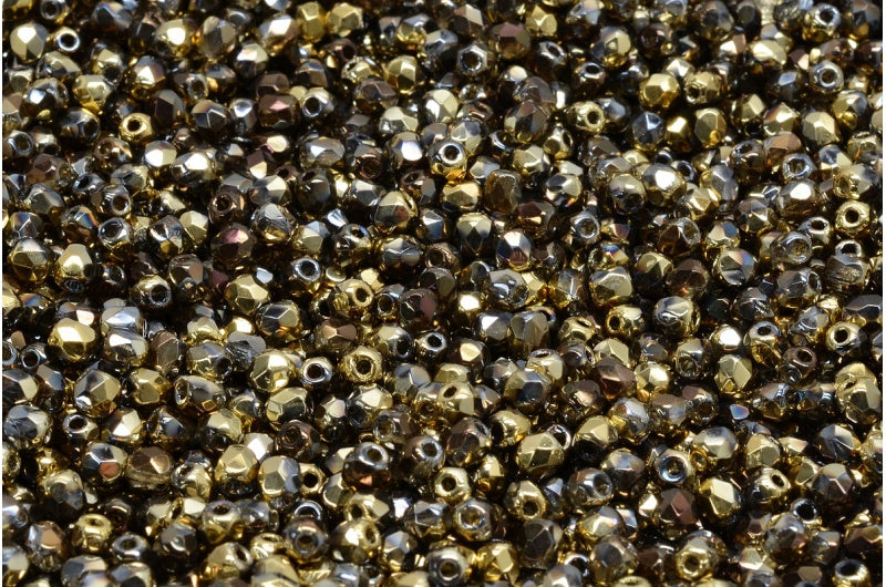 ファイアポリッシュファセットビーズラウンド、クリスタル98543（00030-98543）、ボヘミアクリスタルガラス、チェコ共和国