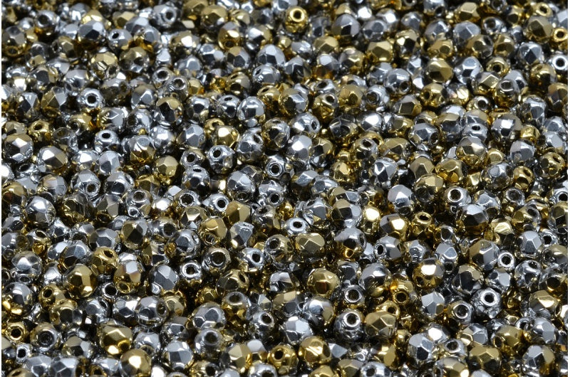 ファセット加工ビーズ ラウンド、クリスタル 98550 (00030-98550)、ボヘミアクリスタルガラス、チェコ共和国