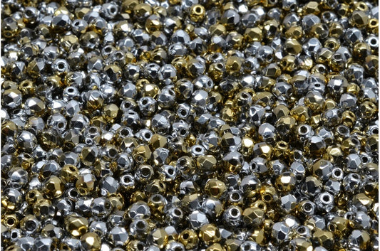 ファセット加工ビーズ ラウンド、クリスタル 98550 (00030-98550)、ボヘミアクリスタルガラス、チェコ共和国