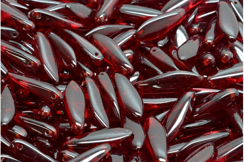 Dagger Beads, Transparent Red (90110), Glass, Czech Republic