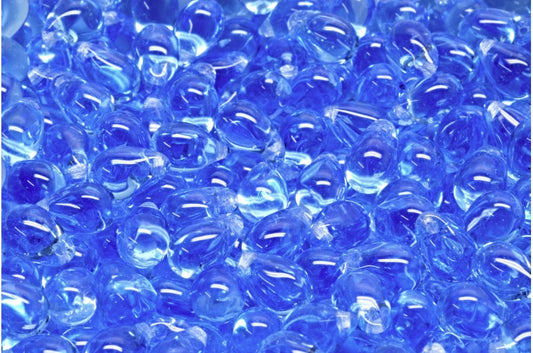 ドロップビーズ、透明ブルー（30030）、ガラス、チェコ共和国