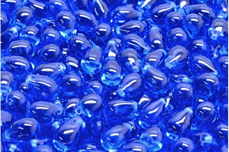 水珠，透明蓝色 (30070)，玻璃，捷克共和国