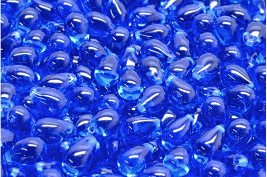 Drop beads, Transparent Blue (30070), Glass, Czech Republic