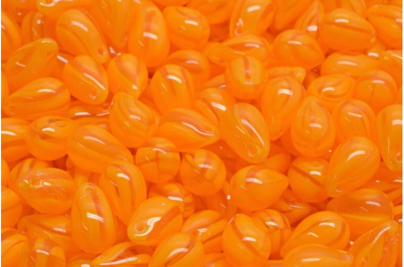 Drop beads, Orange (96010), Glass, Czech Republic