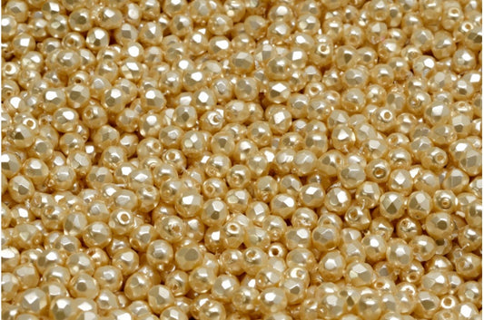 ファイアポリッシュファセットビーズラウンド、ホワイト 11411 (02010-11411)、ボヘミアクリスタルガラス、チェコ共和国