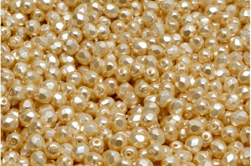 Fire Polish Faceted Round Beads 3mm, White 11411 (02010-11411), Glass, Czech Republic