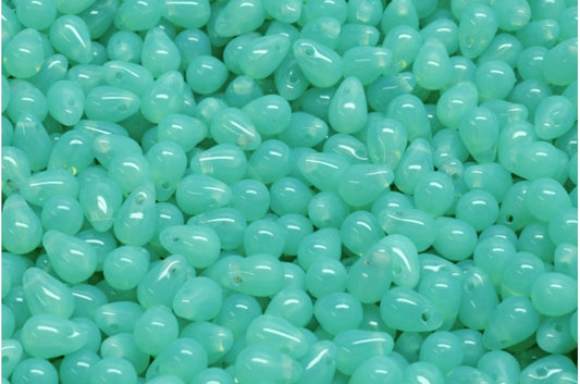 Drop Beads, Opal Aqua (61100), Glass, Czech Republic