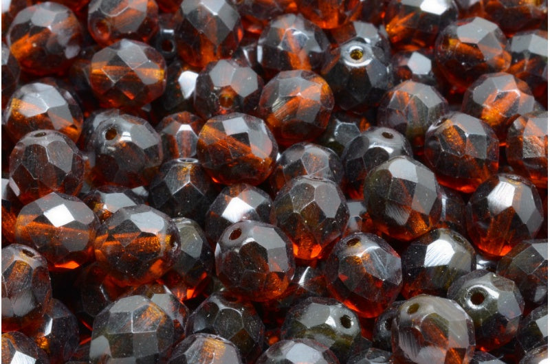 Fire Polish Faceted Beads 4mm, Transparent Brown (10110), Glass, Czech Republic