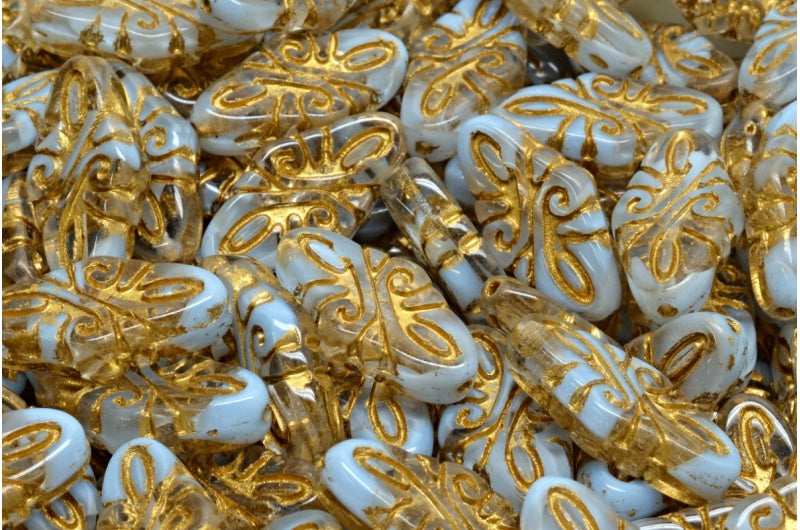 Arabesque Beads, 36018 Gold Lined (36018-54302), Glass, Czech Republic