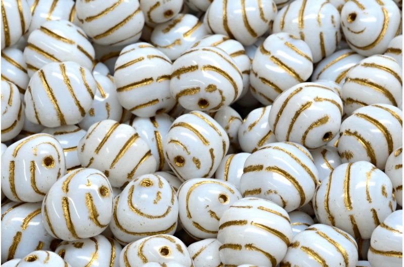 Lined Oval Beads, White Gold Lined (02010-54302), Glass, Czech Republic