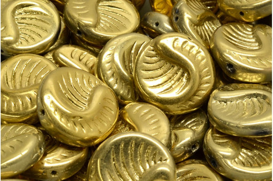 Fossil Coin Beads, Crystal Gold (00030-26443), Glass, Czech Republic