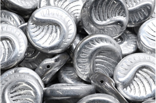 Fossil Coin Beads, Crystal 27003 (00030-27003), Glass, Czech Republic