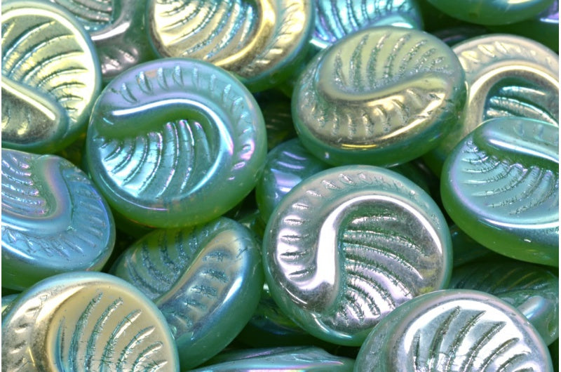 化石コインビーズ、51111 Ab Full（2X Side）（51111-28703）、ガラス、チェコ共和国