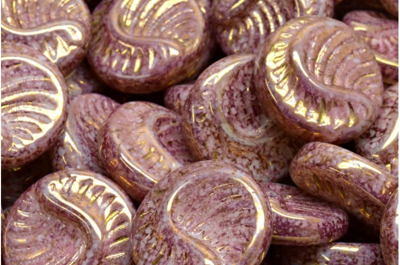 化石コインビーズ、83539 テラコッタバイオレット (83539-15496)、ガラス、チェコ共和国