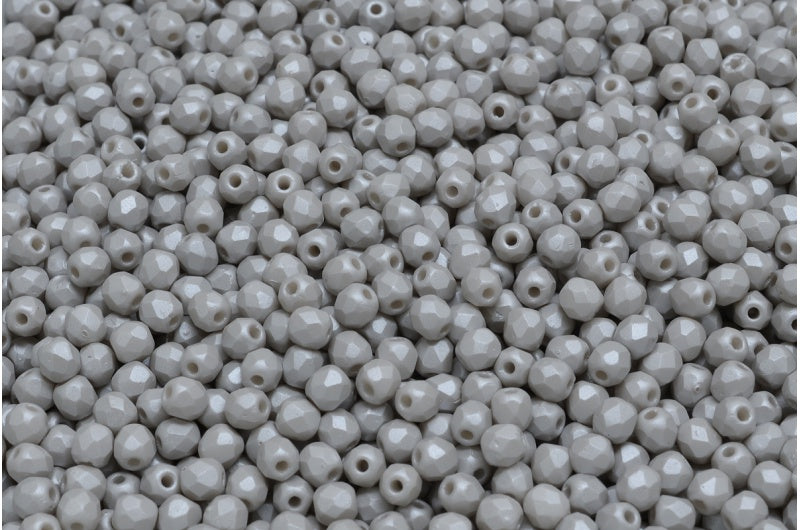 Fire Polished Faceted Beads Round, White 29320 (02010-29320), Bohemia Crystal Glass, Czech Republic