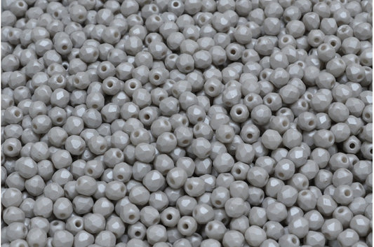 ファイアポリッシュファセットビーズラウンド、ホワイト 29320 (02010-29320)、ボヘミアクリスタルガラス、チェコ共和国