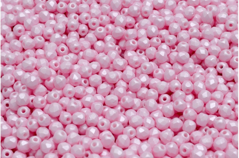 Fire Polish Faceted Round Beads 3mm, White 29305 (02010-29305), Glass, Czech Republic