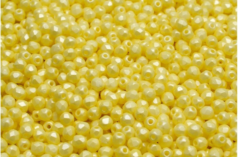 Fire Polished Faceted Beads Round, White 29301 (02010-29301), Bohemia Crystal Glass, Czech Republic