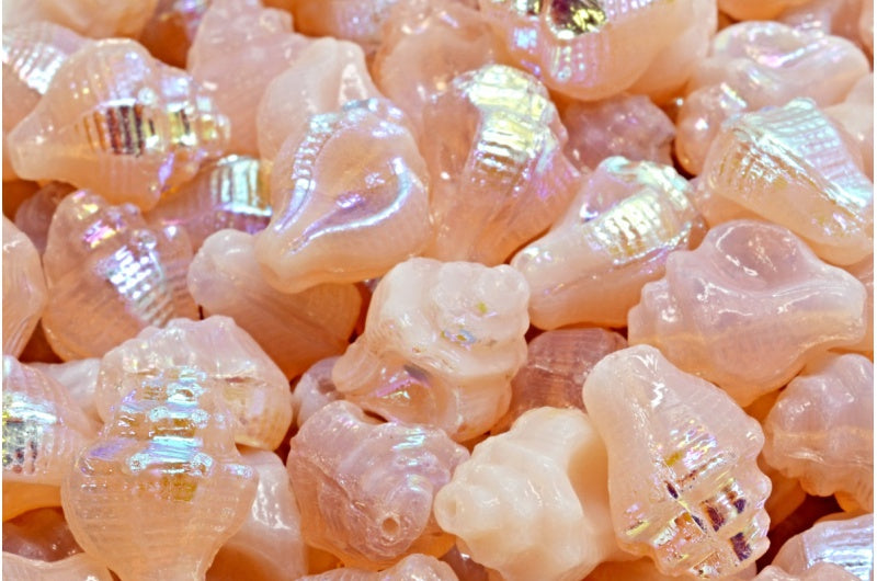 ミュレックスシェルビーズ、オパールピンクAB（71111-28701）、ガラス、チェコ共和国