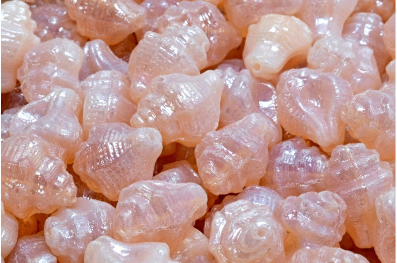Murex Shell Beads, Opal Pink Hematite (71111-14400), Glass, Czech Republic