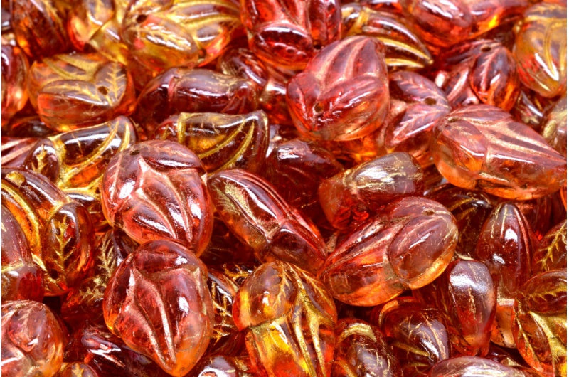 Flower Bud Beads, Crystal Gold Lined 48009 (00030-54302-48009), Glass, Czech Republic