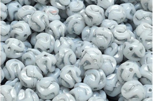 Yarn Ball, White Silver Lined (02010-54301), Glass, Czech Republic