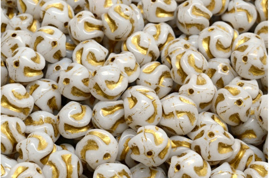 Yarn Ball, White Gold Lined (02010-54302), Glass, Czech Republic