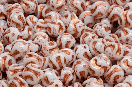 Yarn Ball, White Copper Lined (02010-54319), Glass, Czech Republic