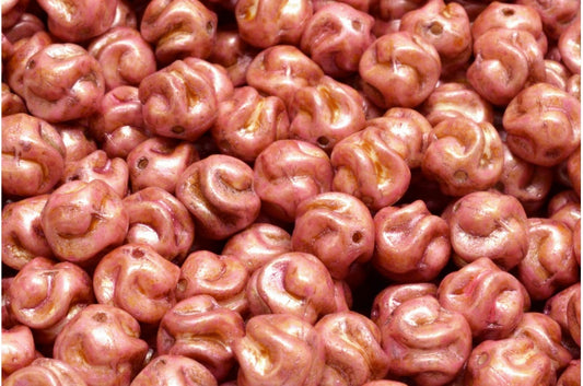 Yarn Ball, White Rose Luster Spotted (02010-65327), Glass, Czech Republic